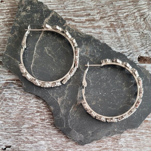 SILVER TONE EARRINGS/3 PAIRS - Picture 2 of 7